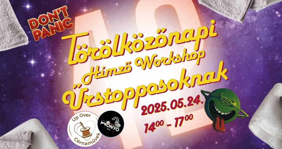 Törölközőnapi hímző workshop űrstopposoknak - a Monyo Barban